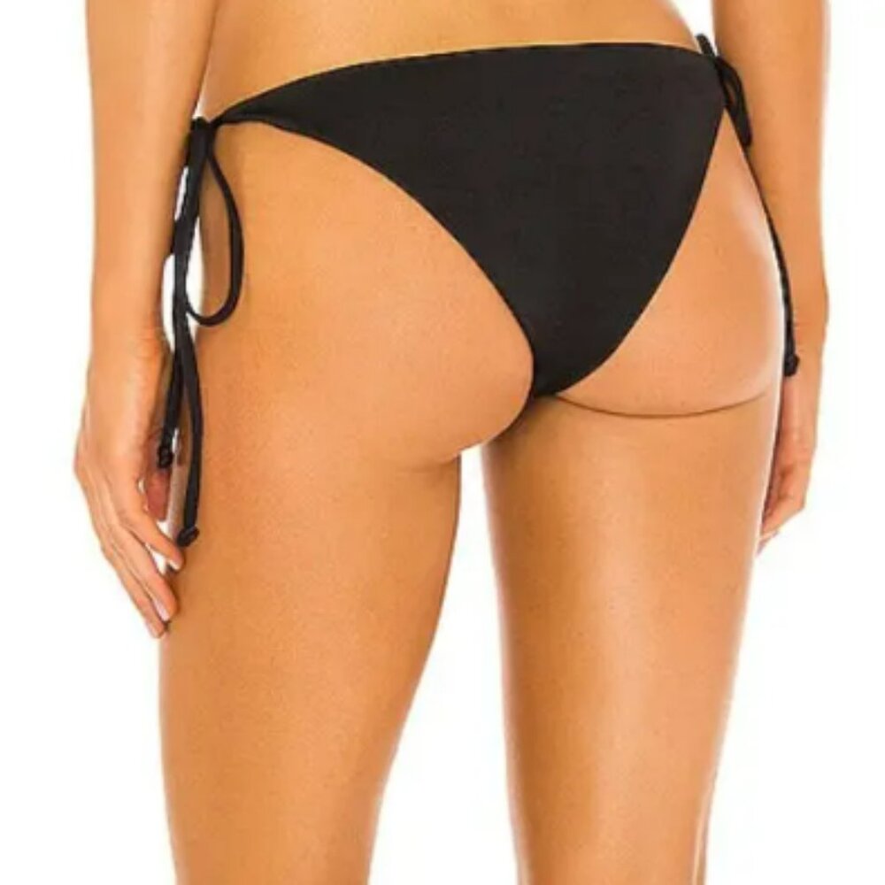 Joues De Sable Alexa Side Tie Cheeky Low Rise Bikini Bottom In Noir - NWT